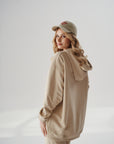 Bluza Oversize z Kapturem Beżowa